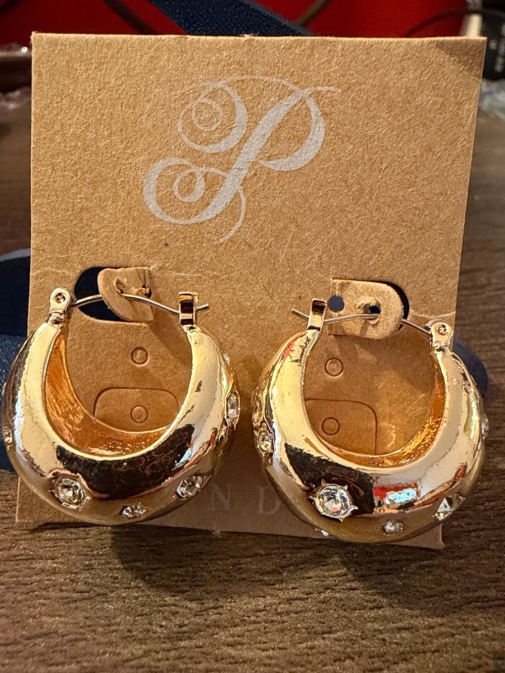 Plunder Gold-tone Crystal-Accent
Chunky Huggie Hoop Earrings. NEW in gift bag.